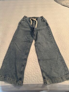 Gap Wide-Leg Drawstring Jeans - Light Wash Blue